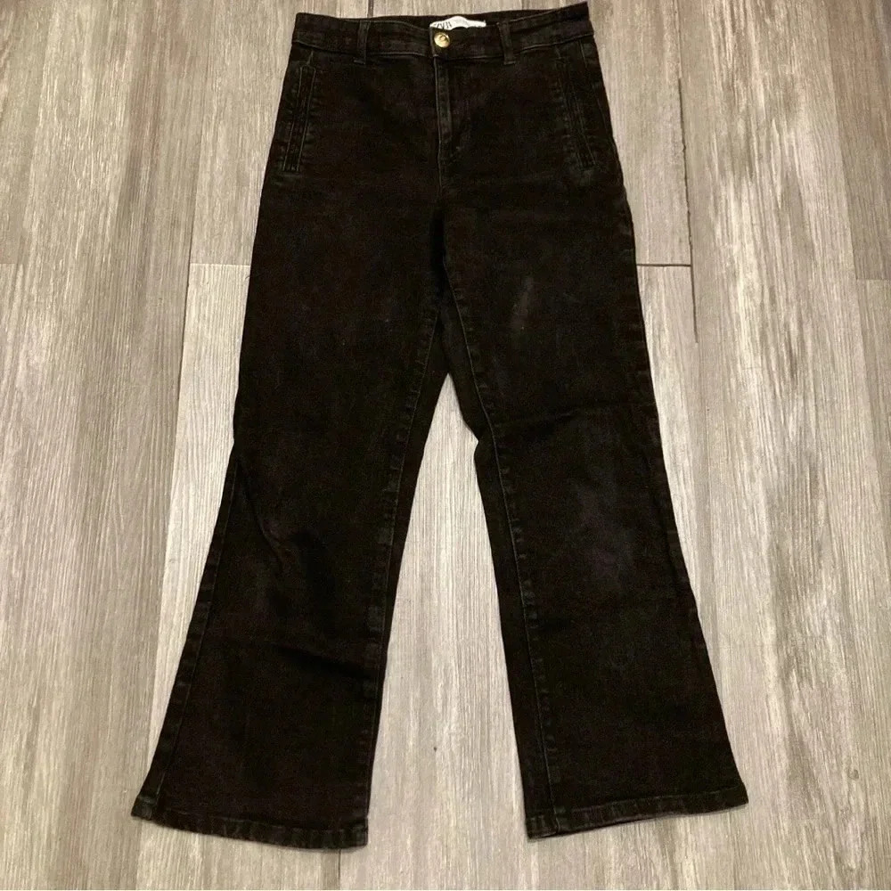 Zara Ankle High Rise Jeans Denim US4 Womens Ankle Mid Flare